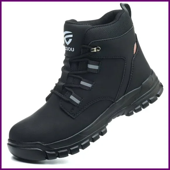 Steel Toe Safety Boots, Slip & Puncture Resistant, Industrial Work Shoes - Picture 1 of 7